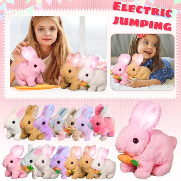 Plush Electric White Rabbit Toy, Realistic Animated Stuffed Animal that Walks, Talks, Wiggles Ears & Moves Mouth, Interactive Pet Toy