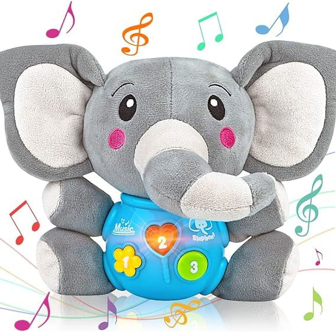 Gray Plush Musical Elephant Toy with Lights and Sounds