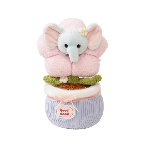 Plush Elephant Stuffed Animal Pot Creative Soft Doll Ornament Toy 1 Piece For Home Decor Gift