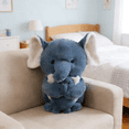 thumbnail image 1 of Plush Elephant Stuffed Animal with Baby Companion and Soft Filling for Birthday Gifts and Nursery Shelf Decoration, Blue 14 Inch, 1 of 5