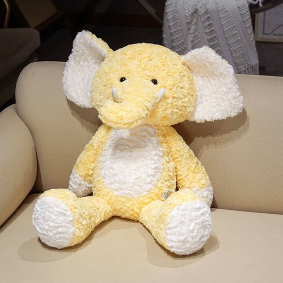 Plush Elephant Stuffed Toy | Soft Cuddly Pillow Doll | Jogging Pose, Happy Expression | High-Density Fabric | Supportive Nap Pillow | Decorative Accent Gift | Embroidered Details