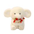 thumbnail image 1 of Plush Elephant Toy, White Holding Red Roses, 1 Piece, Romantic Valentines Day Gift for Couples, Soft Stuffed Animal Doll For Home Decor Holiday Surprise, 1 of 9