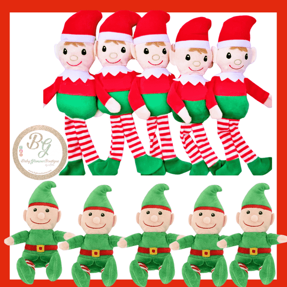Plush Elf Bundle Christmas Holiday 10-Piece, 14.5 in & 10 in