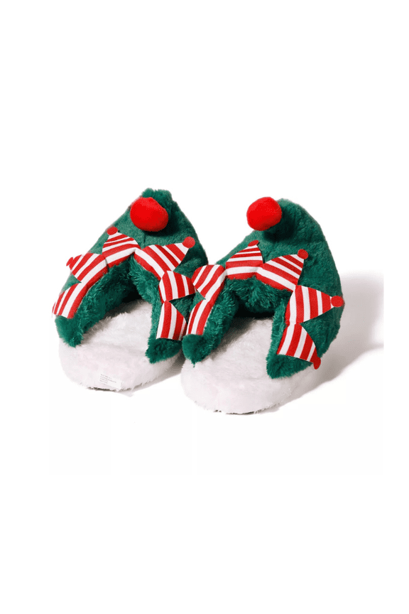 Plush Elf Slippers for Kids S/M Cozy Novelty Christmas Holiday Footwear