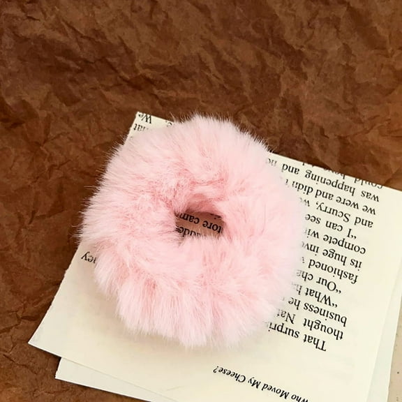 Plush Faux Fur Hair Ties for Girls – Soft Furry Elastic Hair Bands, Autumn/Winter Dopamine Style Hair Accessories, Mix & Match (Min. 10 pcs)