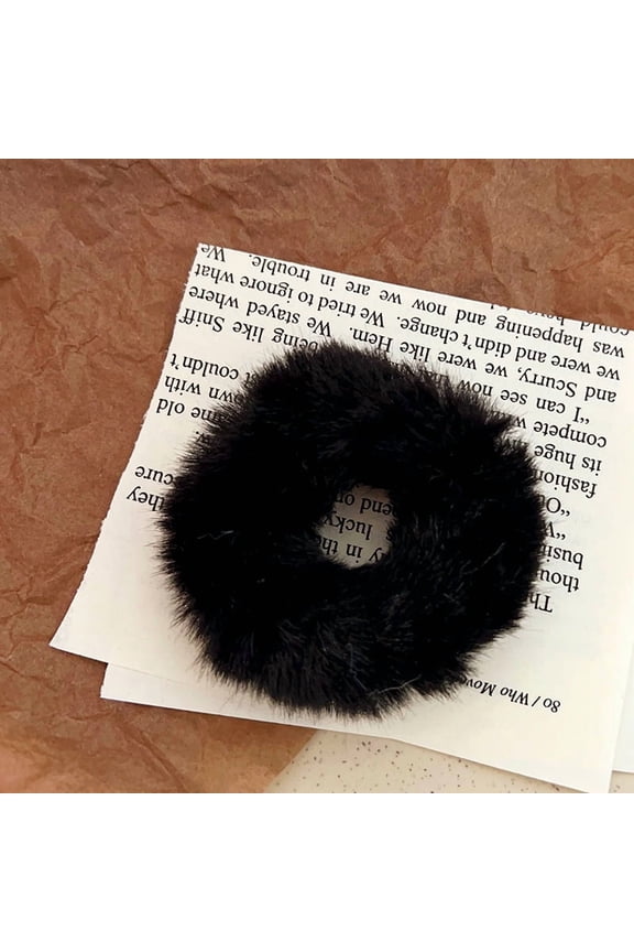 Plush Faux Fur Hair Ties for Girls – Soft Furry Elastic Hair Bands, Autumn/Winter Dopamine Style Hair Accessories, Mix & Match (Min. 10 pcs)