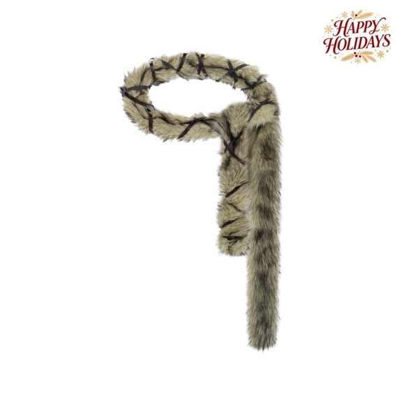 Plush Faux Fur Party Tail Garland Gray 74.80x3.94IN - Christmas Decorations, Decor, Holiday, Xmas, Festive, Seasonal, Home, Indoor, Outdoor, Party Supplies, Gifts, Ornaments