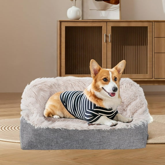 Taicans Plush Faux Fur Pet Bed for Dogs & Cats - Cozy,Durable & Machine Washable,Soft Removable Cover (20x24in),Indoor/Outdoor Use