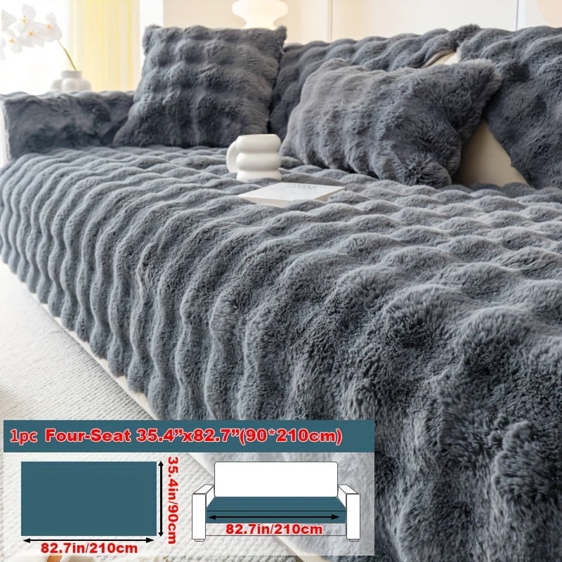 Plush Faux Fur Sofa Cover, Winter Thick Warm Pet-Friendly Non-Slip Couch Protector for Armchair to 4-Seater Sofas, Machine Washable Soft Furniture Slipcover for Home - - Christmas Present
