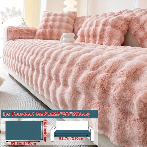 Plush Faux Fur Sofa Cover, Winter Thick Warm Pet-Friendly Non-Slip Couch Protector for Armchair to 4-Seater Sofas, Machine Washable Soft Furniture Slipcover for Home - - Christmas Present
