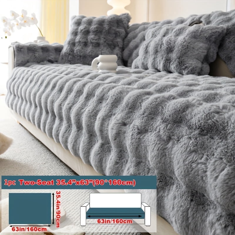 Plush Faux Fur Sofa Cover, Winter Thick Warm Pet-Friendly Non-Slip Couch Protector for Armchair to 4-Seater Sofas, Machine Washable Soft Furniture Slipcover for Home  - -  Christmas Present