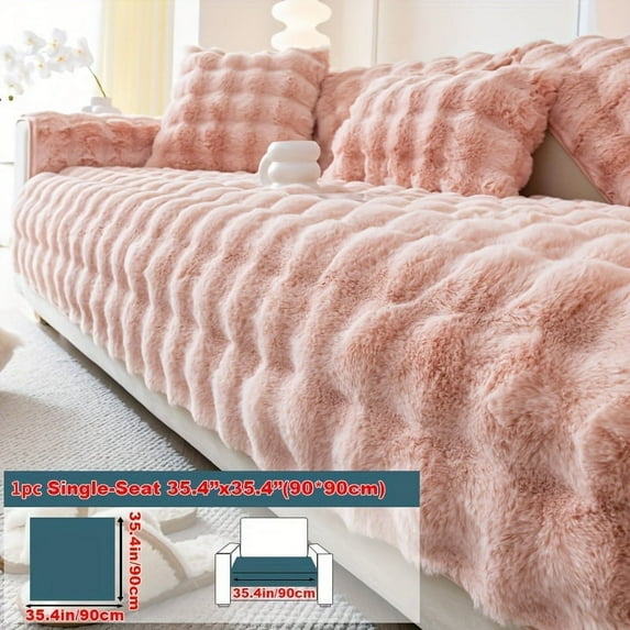 Plush Faux Fur Sofa Cover, Winter Thick Warm Pet-Friendly Non-Slip Couch Protector for Armchair to 4-Seater Sofas, Machine Washable Soft Furniture Slipcover for Home - - Christmas Present