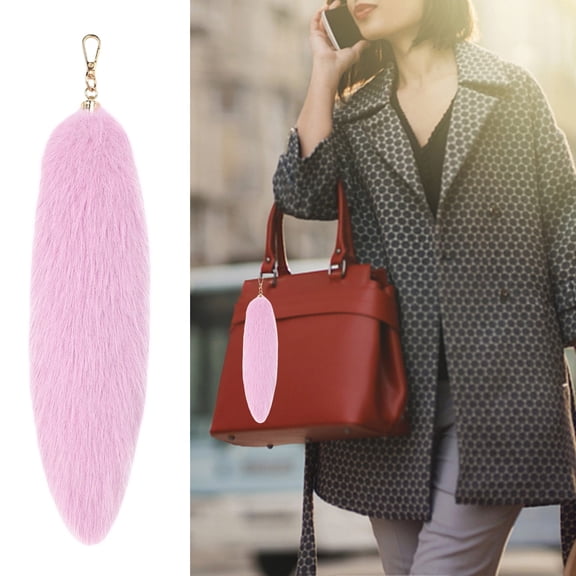 Plush Tail Keychain 31cm Fashionable Accessory for Women Handbags