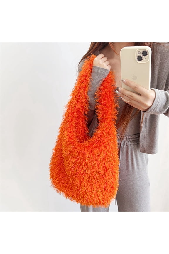 Plush Faux Fur Tote Bag, Soft Fluffy Shoulder Bag for Women, Large Capacity Fuzzy Hobo Bag for Fall & Winter, Multiple Color Options