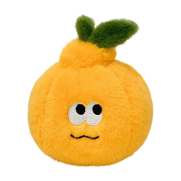 Plush, Faux, Plush Fabric, Doll Eyes, Leaf Decor, Green Fabric, Orange Fruit, Backpack Charm, Friendship Gift, 4 In, 1 Pc