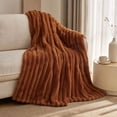 thumbnail image 1 of Plush Faux Rabbit Fur Throw Blanket – 60" × 80" Thick & Warm, Ultra Soft Fluffy Blanket for Couch, Bed, Sofa, Ideal Gift for Women (Brown), 1 of 7