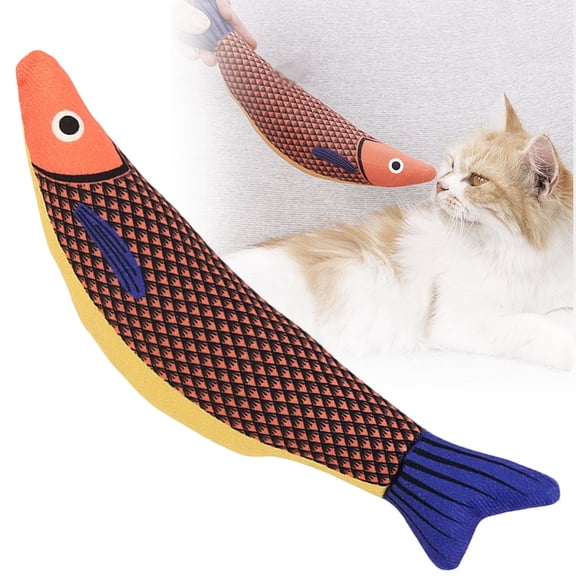 Plush Fish Cat Toy with Bell Inside, Cute Kicker Teething Interactive Catnip Toys for Kittens, Crinkle Sound Cat Chew Toys for Indoor Play, Yin-09