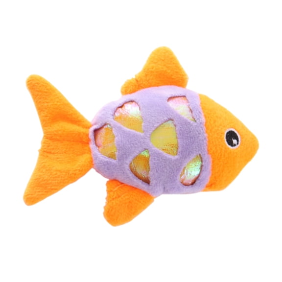 Plush Fish Cat Toy with Catnip & Crinkle Paper, Self-Play Interactive Toy for Indoor Cats,Oange
