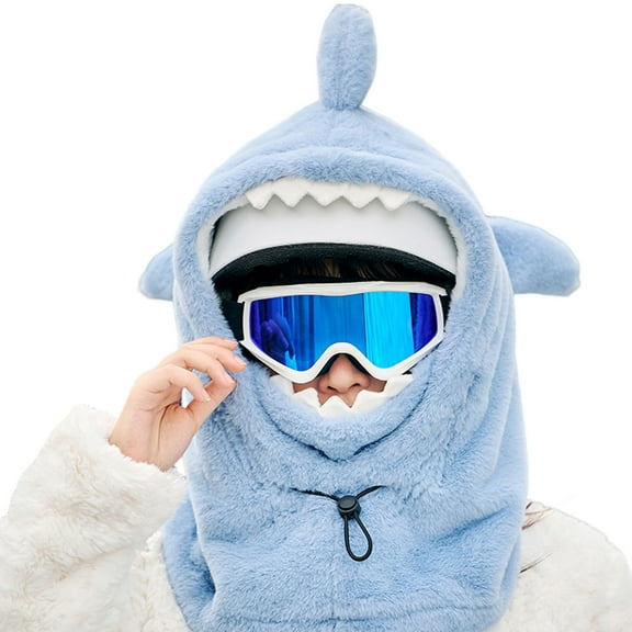 Plush Fish Ski Helmets Covers Hat Hooded Mask Pullover Hat for Outdoor Sport Women and Teens Girl Headcover Hat