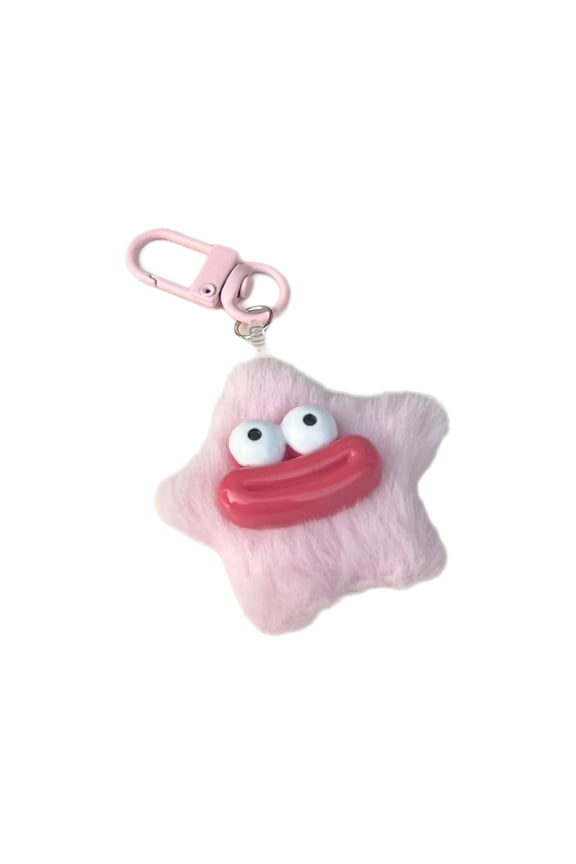 Plush Five Point Star Key Holder Adorable Winter Gift For Women Soft Bag Charm Birthday Souvenir