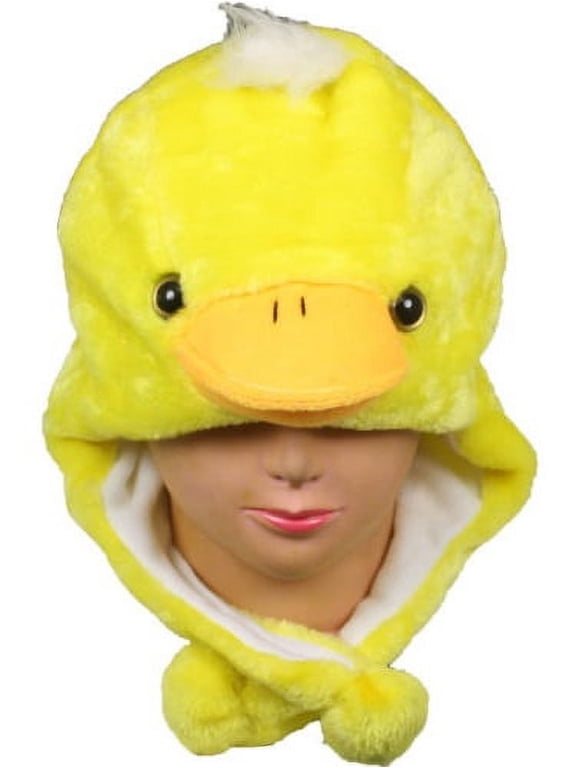 Plush Fleece Animal Hat DUCK DUCKLING with PON PONS KIDS TEENS OSFA USA