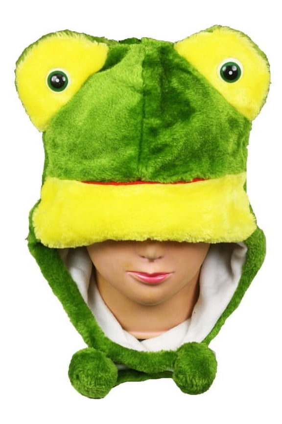 Plush Fleece Animal Hat FROG with ear flops KIDS teens ADULTS OSFA