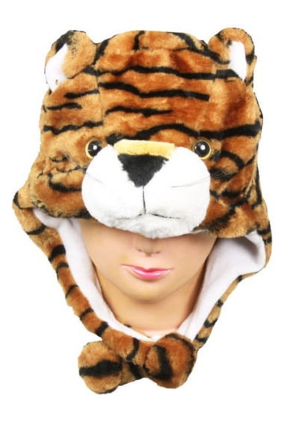 Plush Fleece Animal Hat TIGER with ear flops PON PONS KIDS AND ADULTS OSFA USA