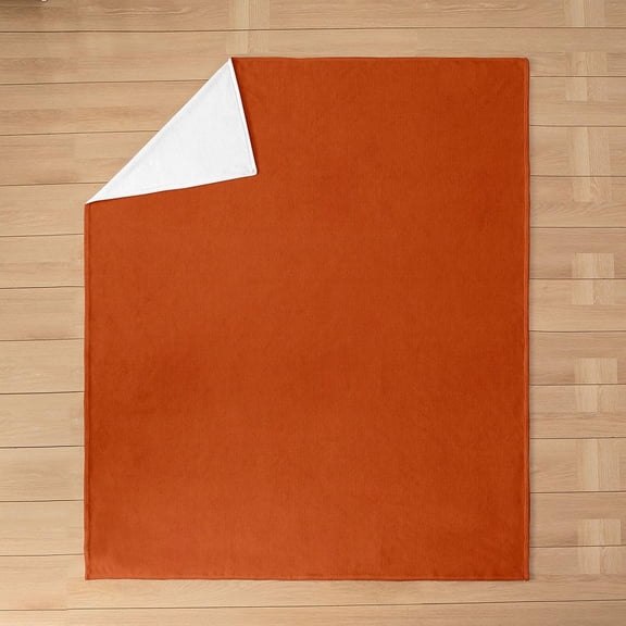 Plush Fleece Blanket in Rust Orange for Couch and Bed Soft Warm Throw Blanket