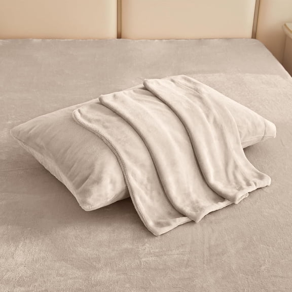 Plush Fleece Full Bed Sheet Set - Soft Flannel-Like Fuzzy Polar Fleece Velvet Sheets - Extra Warm Winter Velour Fitted Sheets with 15" Deep Pocket - Sand/Beige