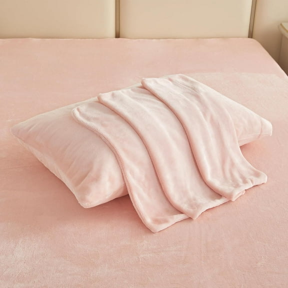 Plush  Fleece Queen Bed Sheet Set - Soft Fuzzy Polar Fleece Velour Velvet Sheets - Extra Warm Winter Fleece Bed Sheets with Deep Pocket - Pink - Queen