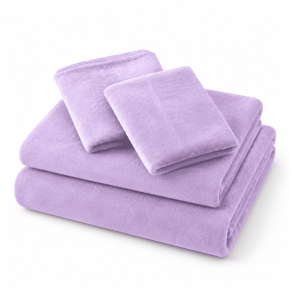 Plush Fleece Queen Bed Sheet Set, Soft Fuzzy Polar Velour Sheets, Violet