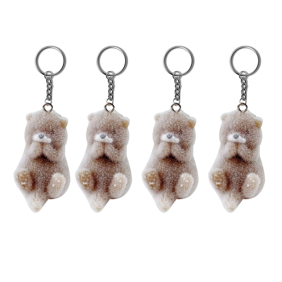 Plush Flocking Otters Keychain Elegant Phone Charm Pendant Accessory Stylish Mobile Decors for Fashion Individuals