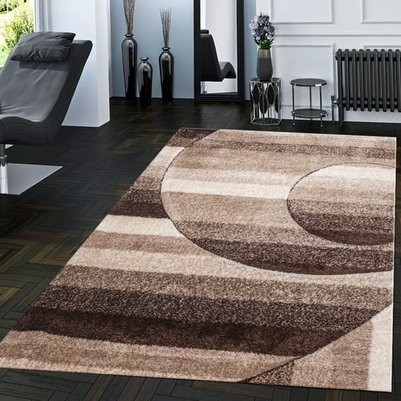 Plush Fluffy Shine 3D Earth Tone/Brown/Beige, 5'4" x 7'3" Area Rug/Carpet by Makymo