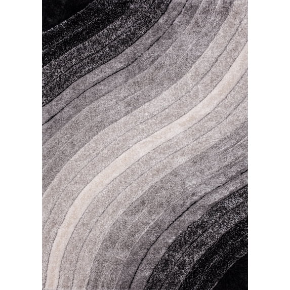 Plush Fluffy Shine 3D Wave Silver Shag, 2'x3' Area Rug/Carpet by Makymo