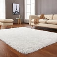 thumbnail image 1 of Plush Fluffy Shine Crystal White Shag, 7'6" x 10'3" Area Rug/Carpet by Makymo, 1 of 2
