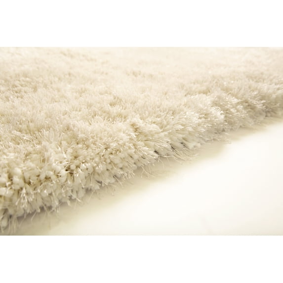 Plush Fluffy Soft Shinny Multi Textural Solid 4' x 5'4", White Area Rug/Carpet by Makymo