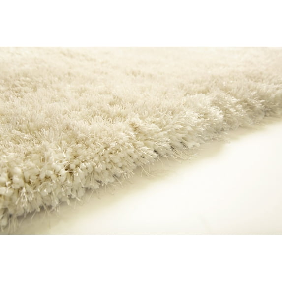 Plush Fluffy Soft Shinny Multi Textural Solid Shag Off White 2' x 4' Area Rug/Carpet by Makymo