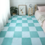 Plush Foam Floor Mat Square Interlocking Carpet Tiles,Easy DIY Installation for Home Playroom Decor,11.8 x 11.8 Inch