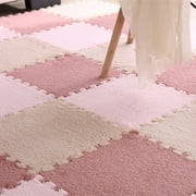 Plush Foam Floor Mat Square Interlocking Carpet Tiles,Easy DIY Installation for Home Playroom Decor,11.8 x 11.8 Inch