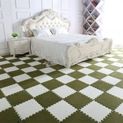 Plush Foam Floor Mat Square Interlocking Carpet Tiles,Easy DIY Installation for Home Playroom Decor,11.8 x 11.8 Inch