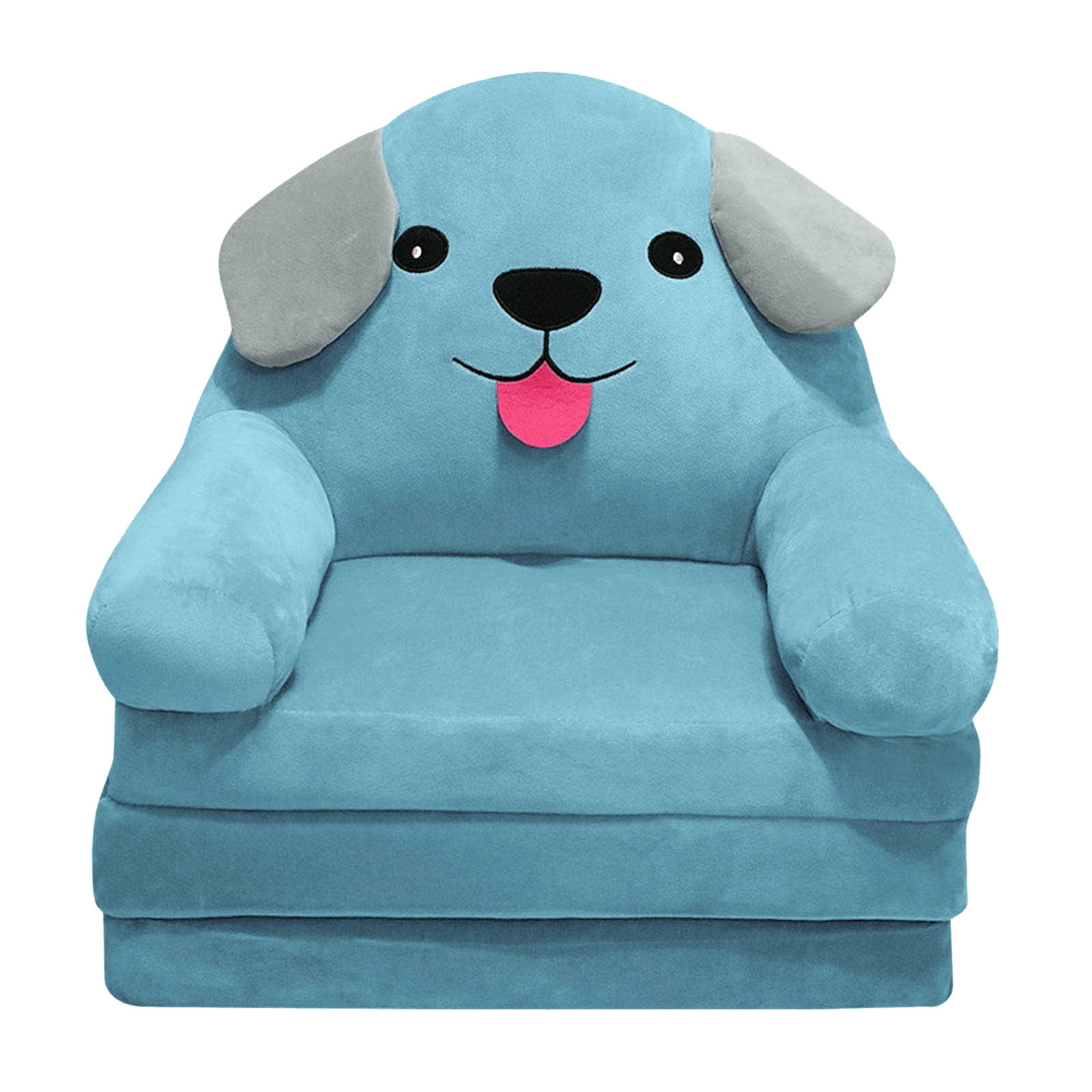 Plush Foldable Children's Sofa Back Armchair 2 In 1 Foldable Children's