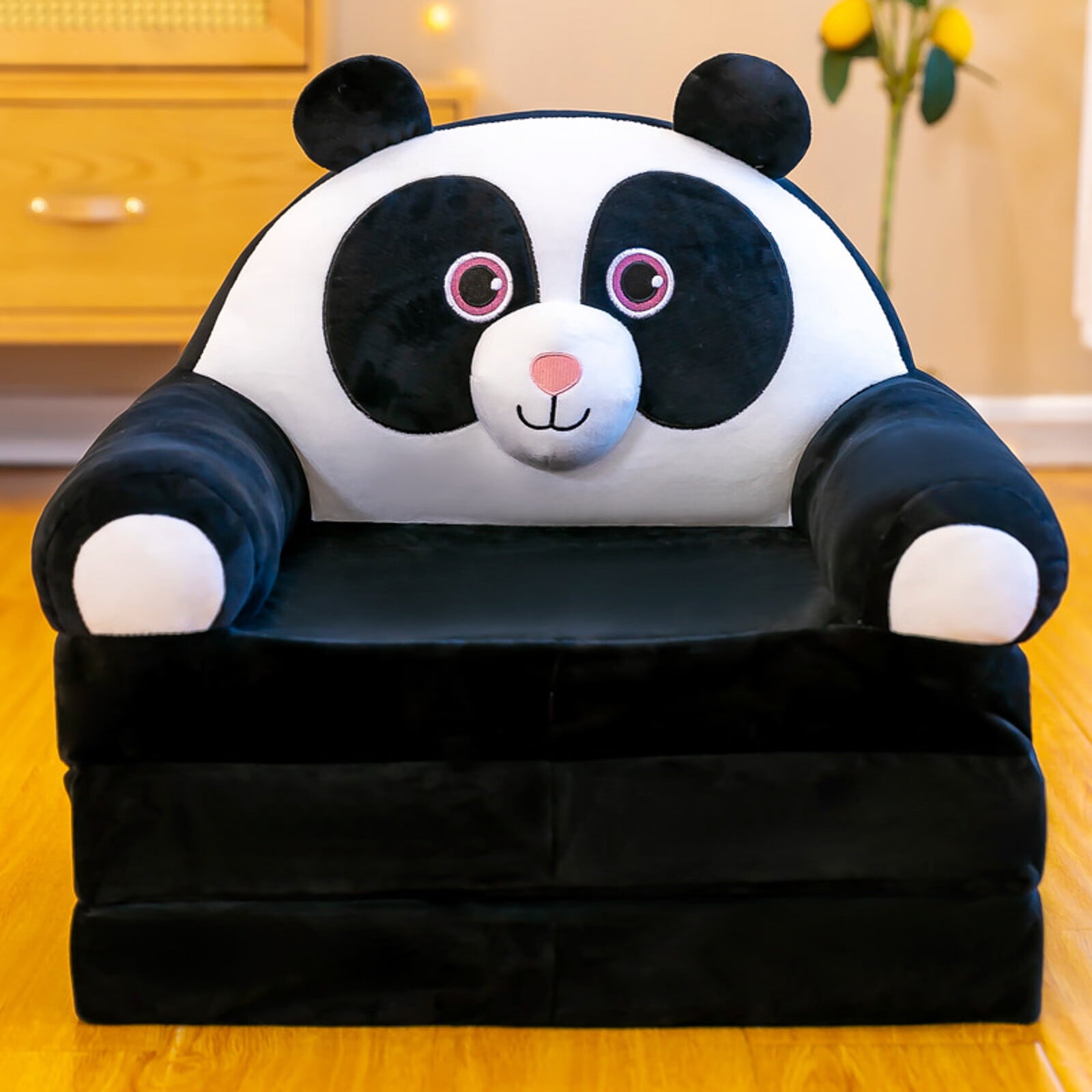 Plush Foldable Kids Sofa Backrest Armchair 2 In 1 Foldable Children Sofa Cute Cartoon Lazy Sofa Children Flip Open Sofa Bed For Living Room Bedroom Without Liner Filler