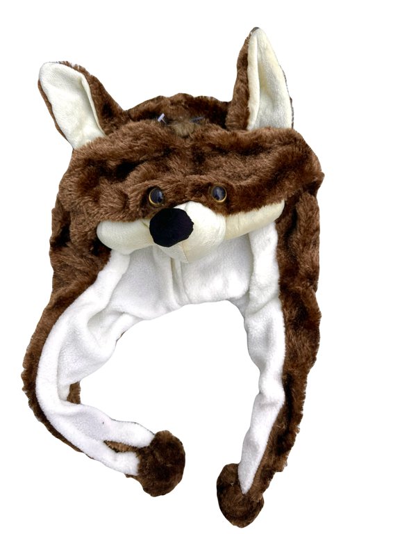Plush Fox Animal Hat - Fox Hat with Ear Flaps and Poms