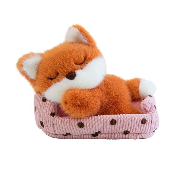 Plush Fox Stuffed Toy, Cute Sleeping Design, 1 Piece for Kids, Soft Cute Plush Animal Doll for Home Decor, Great Birthday Holiday Gift for Toddler Boys Girls