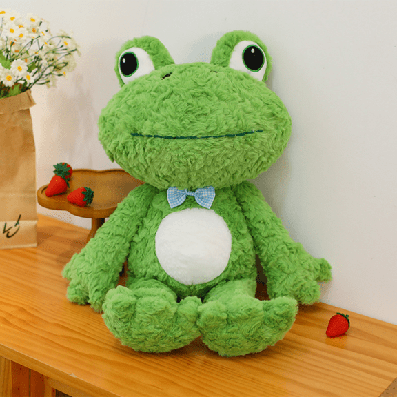 Plush Frog Doll with Bow Tie – Soft Stuffed Decorative Toy for Sofa & Bedroom – Cute & Cozy Gift