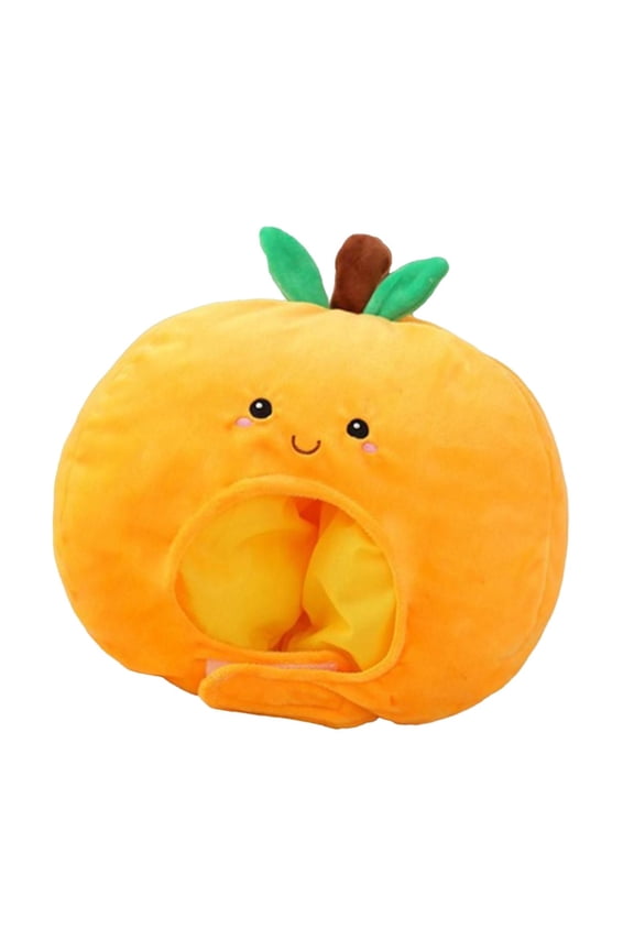Plush Fruit Headgear Hat Decor Hat Orange Headgear Hat Photo Props Cartoon Headgear Gifts Dress up Cosplay up Full Headgear Cap Adult