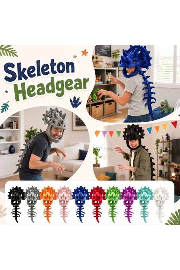 Plush Full Head Accessory, Dinosaur Mask, Skeleton Mask, Halloween Mask, 47 Inch Adult Size Dark Blue Dinosaur Skeleton Head Plush Toys for Full Face Coverage Themed Event Wear