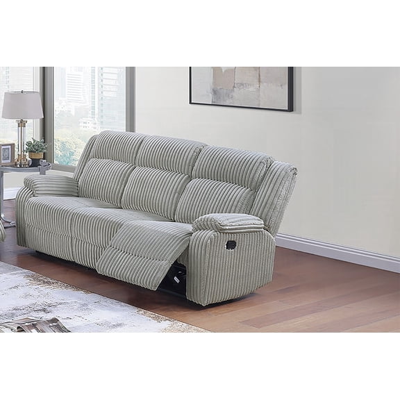 Plush Fur-Like Corduroy Reclining Sofa | Ash Color | Comfortable Relaxation