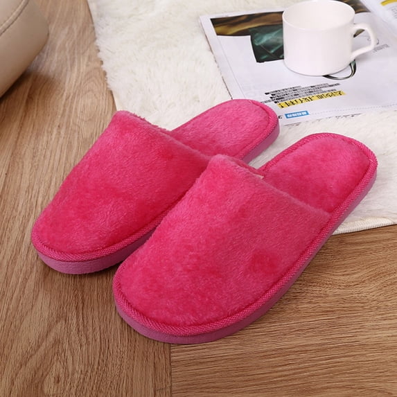 Plush Furry Slippers for Women Men Lightweight Flat Slip on Outdoor Indoor Backless Winter Warm Slide Shoes