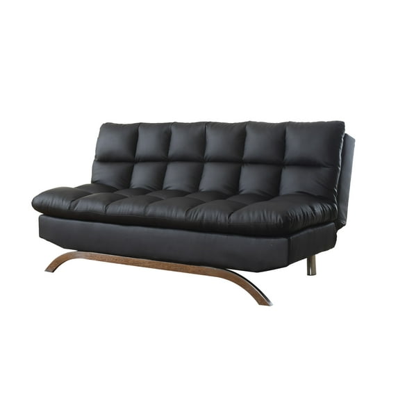 Plush Futon Sofa Bed With Chrome Legs Black